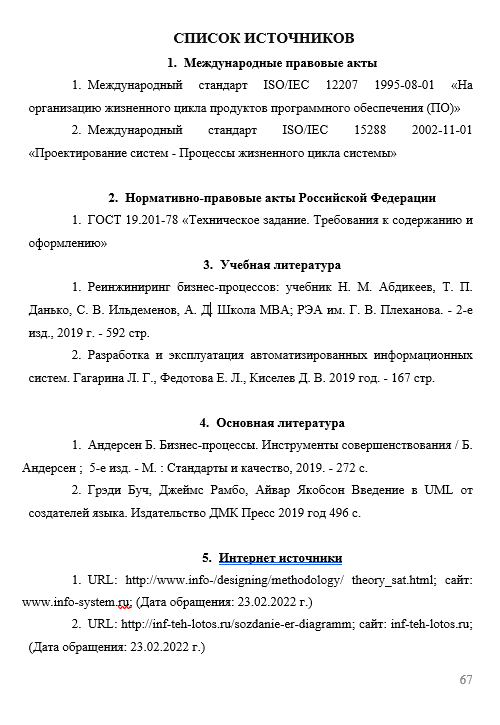 Пример оформления